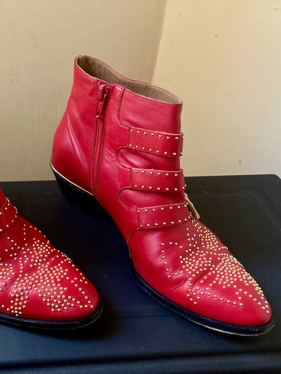 Susanna ankle boot Red - Chloé Chloe Susanna boots red lambskin 37 7 7.5